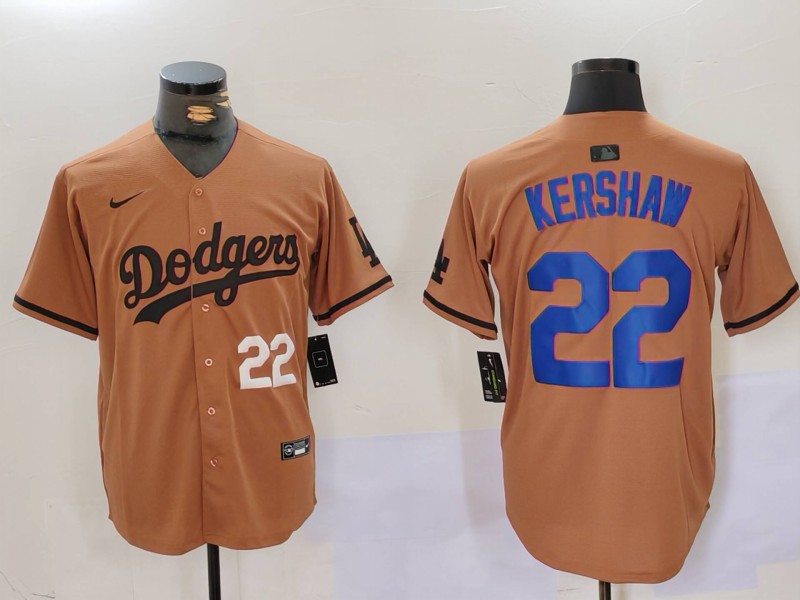 Men Los Angeles Dodgers #22 Kershaw army green joint name 2024 Nike MLB Jersey style 4